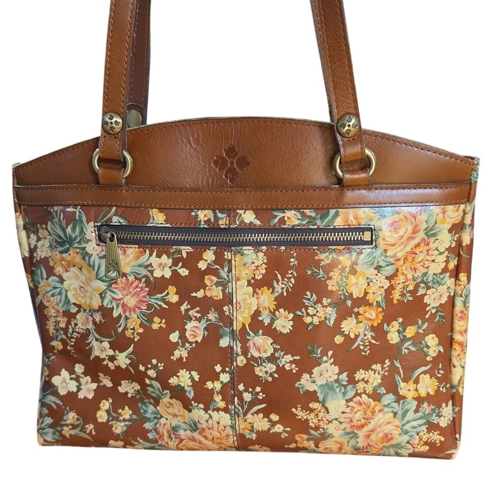 Patricia Nash Women Large Satchel Tan Leather Antique Rose Floral Handbag Purse - Picture 2 of 10